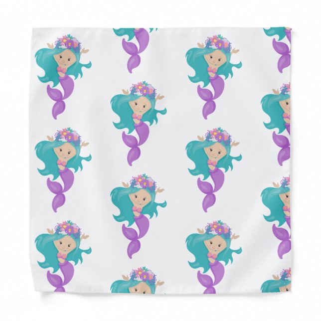 Mermaid Party Purple  Bandana (Front)