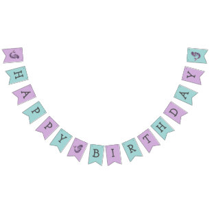 Mermaid Party Purple Teal Bunting Flag