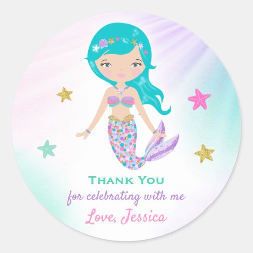 Mermaid Party Sticker Tag Mermaid Party Favor