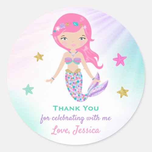 Mermaid Party Sticker Tag Mermaid Party Favor