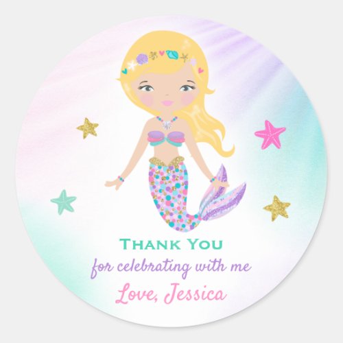 Mermaid Party Sticker Tag Mermaid Party Favor