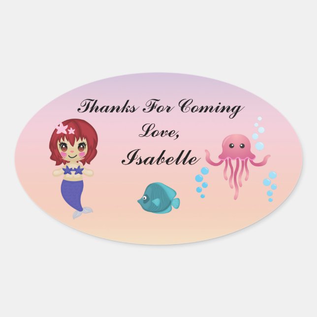 Mermaid Party Thank You Sticker (Front)