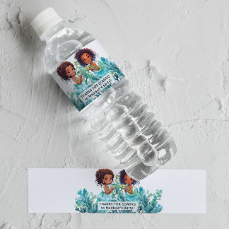 Mermaid Party Thank You Water Bottle Label