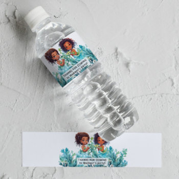 Mermaid Party Thank You Water Bottle Label by lilanab2 at Zazzle