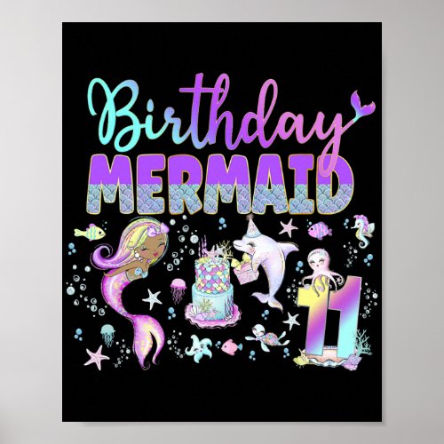 Mermaid Party Theme Girl Birthday Outfit  Poster