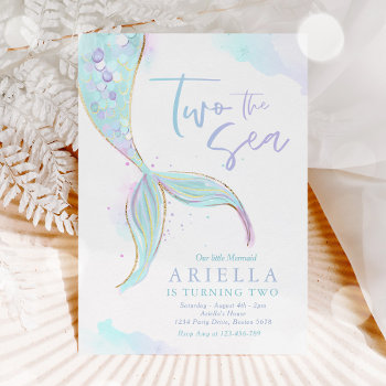Mermaid Party Two The Sea Mermaid 2nd Birthday Invitation by PixelPerfectionParty at Zazzle