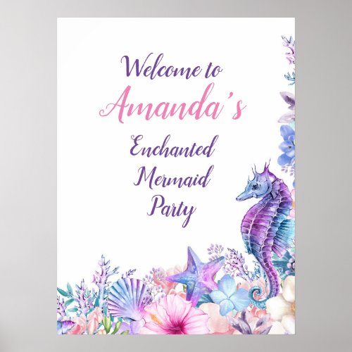 Mermaid Party Under the Sea Birthday Poster