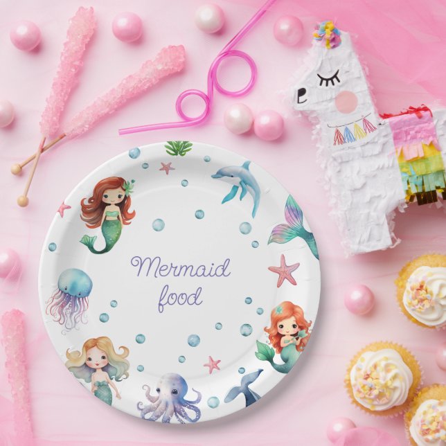 Mermaid Party Under the Sea Watercolor Paper Plates (Party)