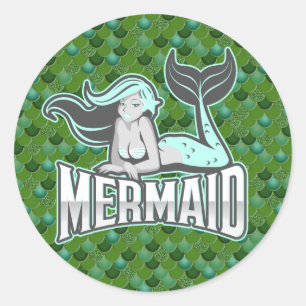 Mermaid Party Warrior Classic Round Sticker
