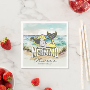 Mermaid Party  Yellow Napkins
