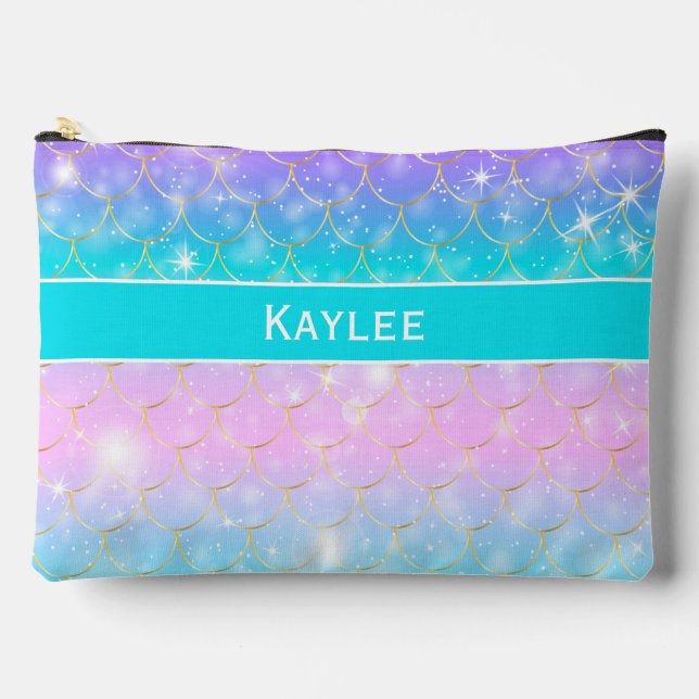 Mermaid pattern, custom monogram Accessory Bag (Front)