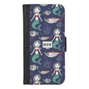 Mermaid Pattern custom monogram phone wallets