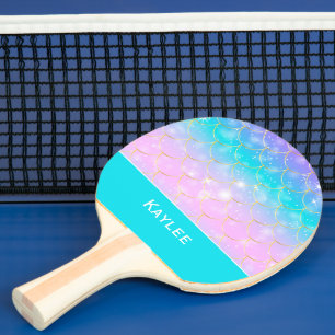 Mermaid pattern custom monogram Ping Pong Paddle