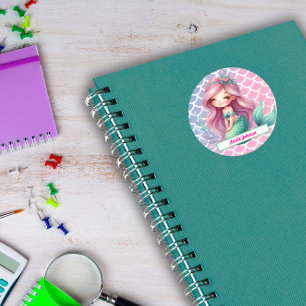 Mermaid pattern custom name  classic round sticker