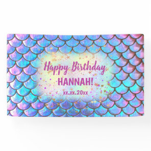 mermaid pattern Happy Birthday Banner