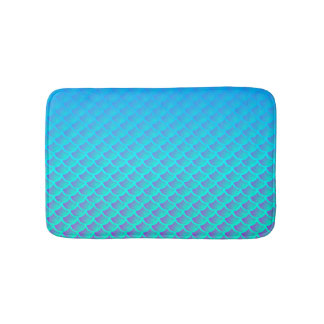 Mermaid Pattern In Aqua Blue and Purple Bathroom Mat