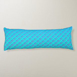 Mermaid Pattern In Aqua Blue and Purple Body Pillow