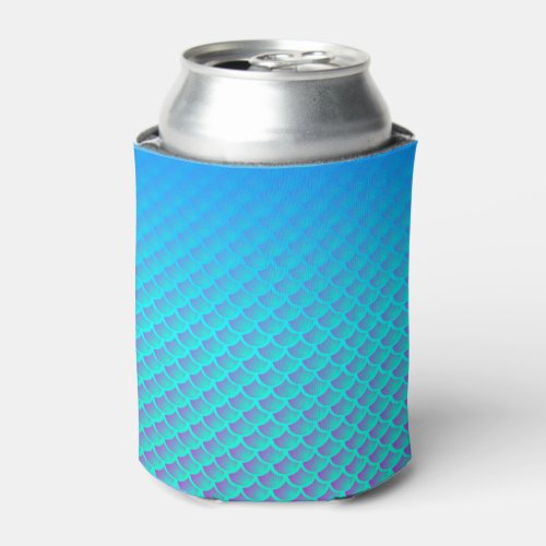 Mermaid Pattern In Aqua Blue and Purple Can Cooler