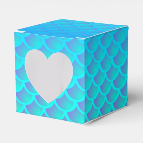 Mermaid Pattern In Aqua Blue and Purple Favor Boxes
