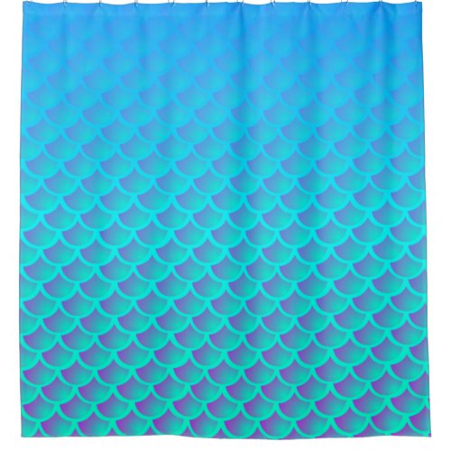Mermaid Pattern In Aqua Blue and Purple Shower Curtain