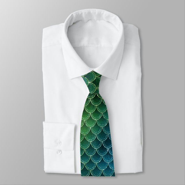 Mermaid Pattern Neck Tie (Tied)