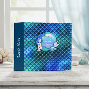 Mermaid Pearls and Scales Blue ID600 3 Ring Binder