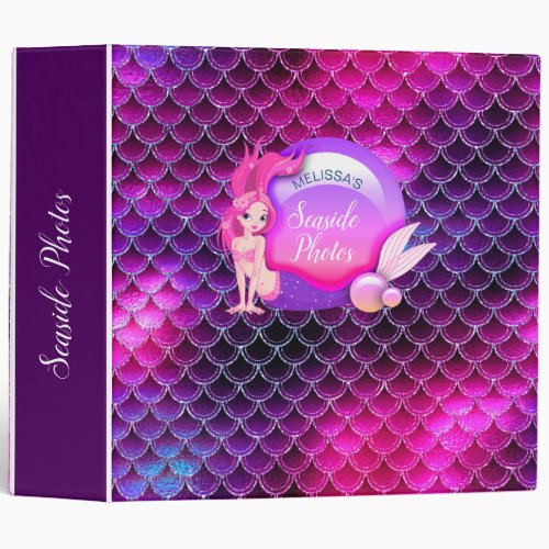 Mermaid Pearls and Scales Pink ID600 3 Ring Binder