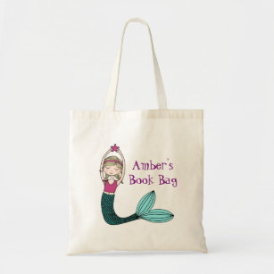 Mermaid Book Bags Zazzle Mermaid Personalised Book Bag