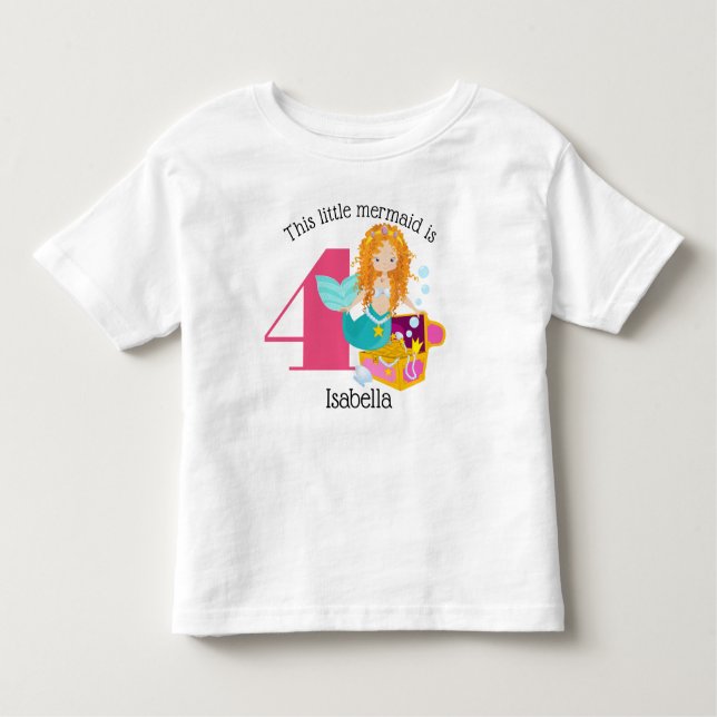 Mermaid Personalized Birthday Toddler T-shirt (Front)