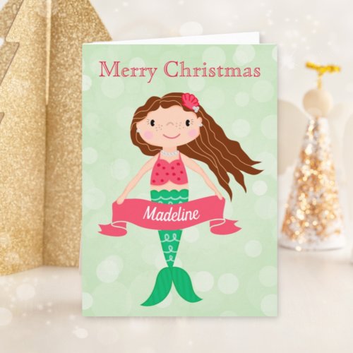 Mermaid Personalized Christmas Holiday Card