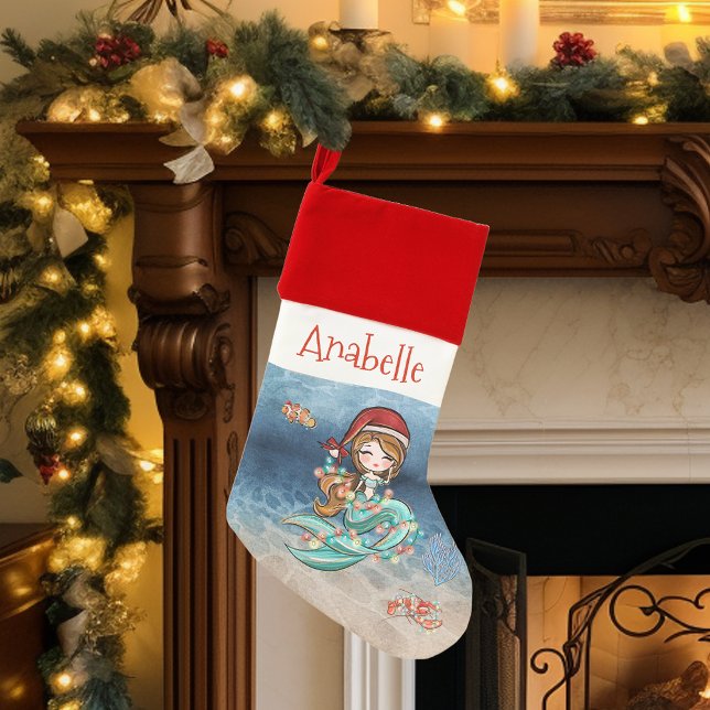 Mermaid Personalized  Christmas Holiday  Christmas Stocking (Creator Uploaded)