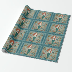 Mermaid Personalized Girls Birthday Wrapping Paper