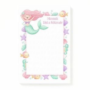 Mermaid Personalized Mitzvah Post-it Notes