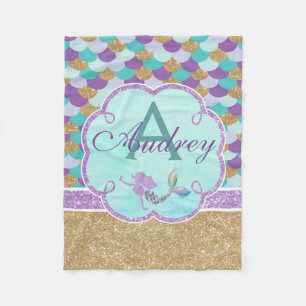 Mermaid Personalized Monogram Throw Blanket