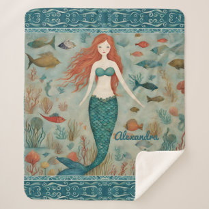 Mermaid Personalized Sherpa Blanket