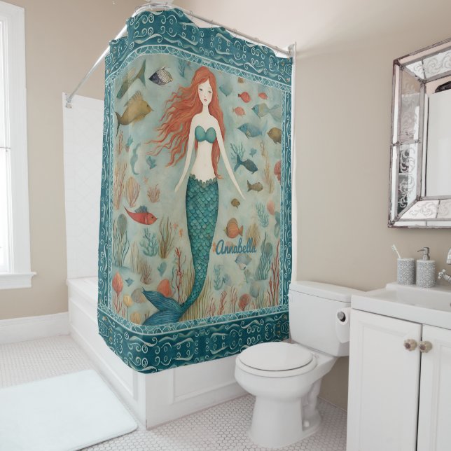 Mermaid Personalized Shower Curtain (In Situ)