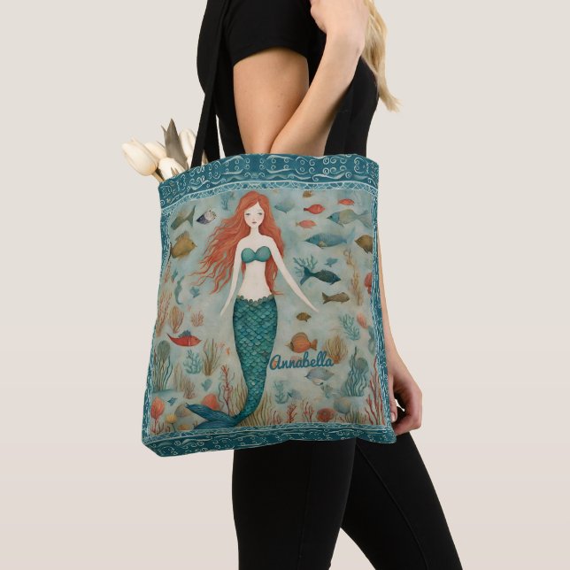 Mermaid Personalized Tote Bag (Close Up)