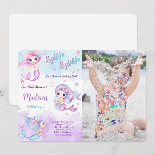 Mermaid Photo Invitation (Front/Back)