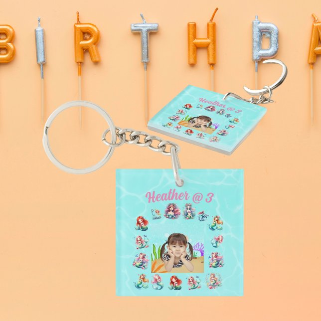 Mermaid Photo Personalized Keychain Birthday Favor (Creator Uploaded)