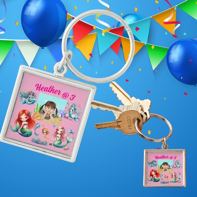 Mermaid Photo Personalized Keychain Birthday Favor (Creator Uploaded)