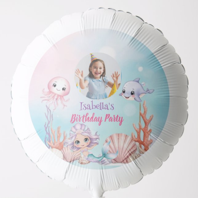Mermaid Photo under the sea birthday Balloon (Front)