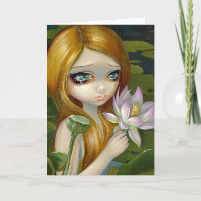 "Mermaid Picking Lotus Blossoms" Greeting Card (Front)