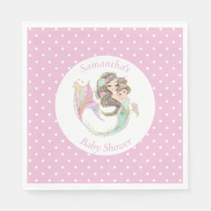 Mermaid pink baby shower under the sea napkins