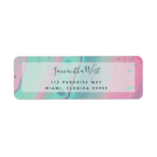 Mermaid Pink Blue Marble Return Address Label