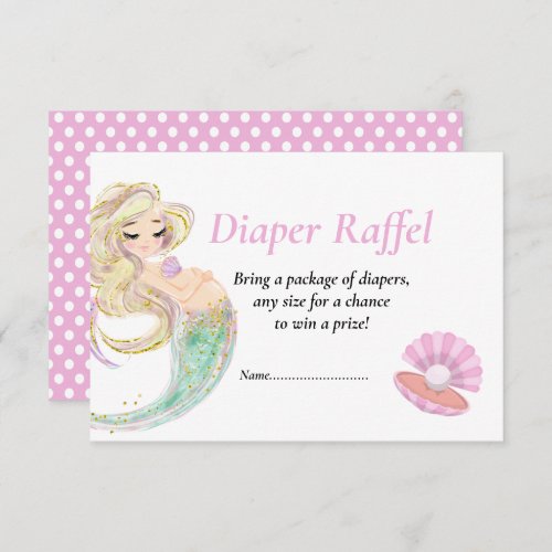 Mermaid Pink Diape Raffel for Baby Shower poka dot Invitation