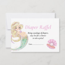 Mermaid Pink Diaper Raffel  for Baby Shower Invitation