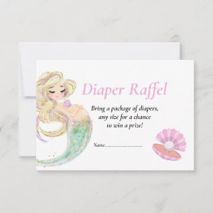 Mermaid Pink Diaper Raffel for Baby Shower Invitation