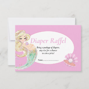 Mermaid Pink Diaper Raffle Card for Baby Shower