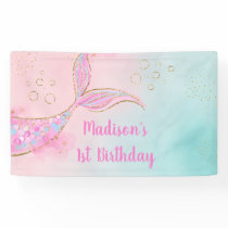 Mermaid Pink Gold Birthday Banner