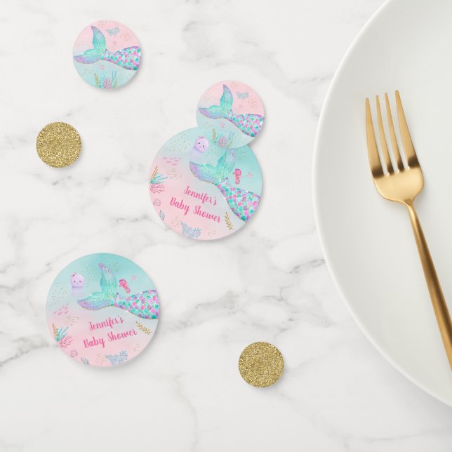 Mermaid Pink Gold Under The Sea Baby Shower Confet Confetti (Group)